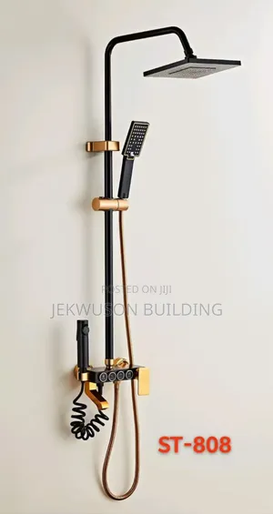 Gold and Black Shower With Buttons