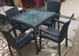 Outdoor Chairs and Table With Glass Top