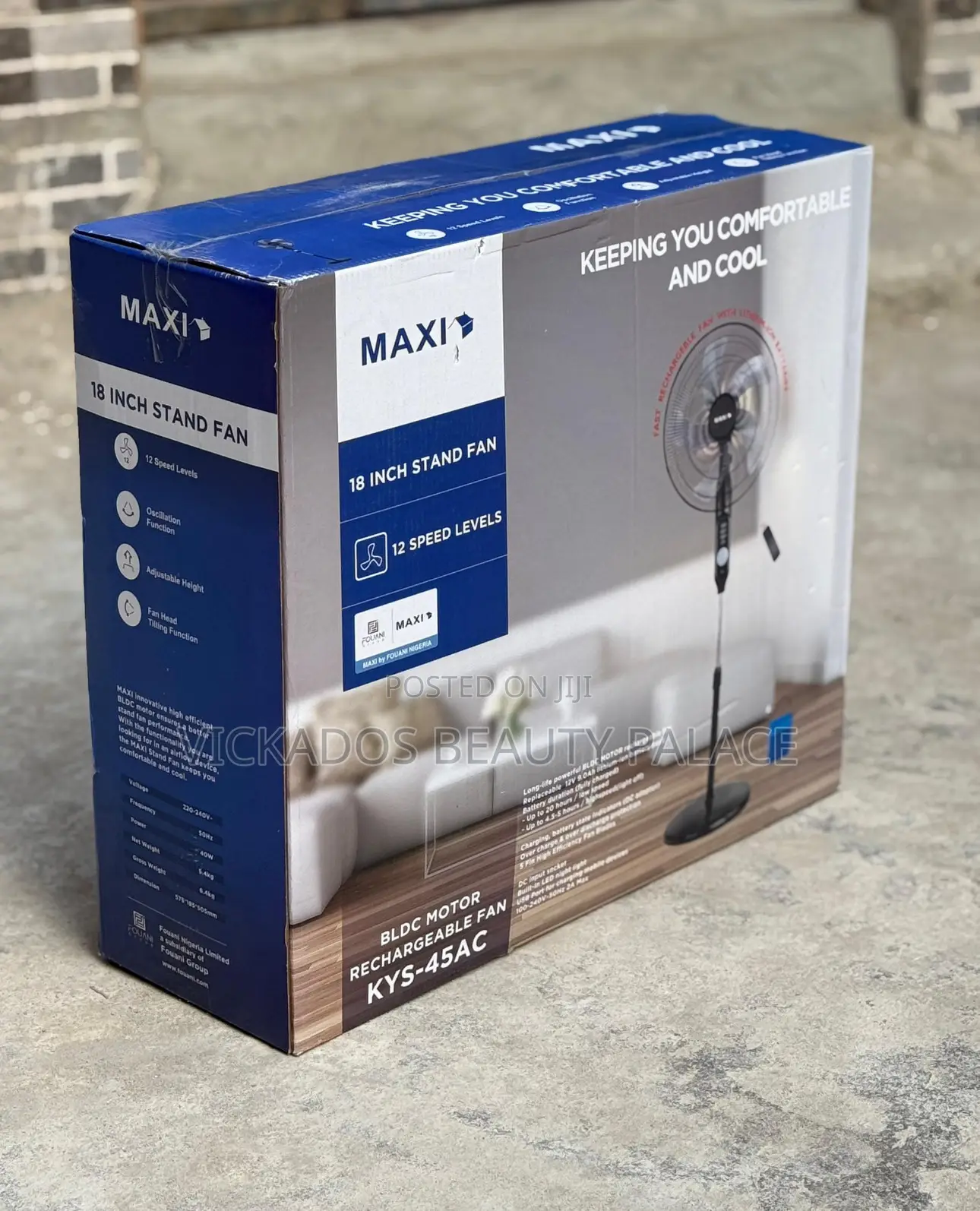 Maxi Rechargeable Fan 18 Inches