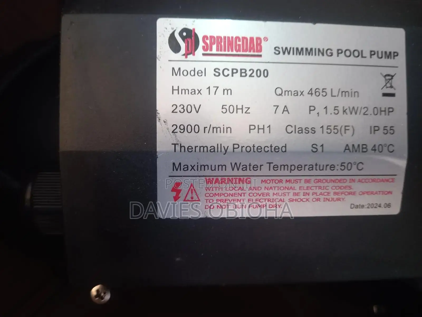 2hp Springdab Swimming Pool Pump