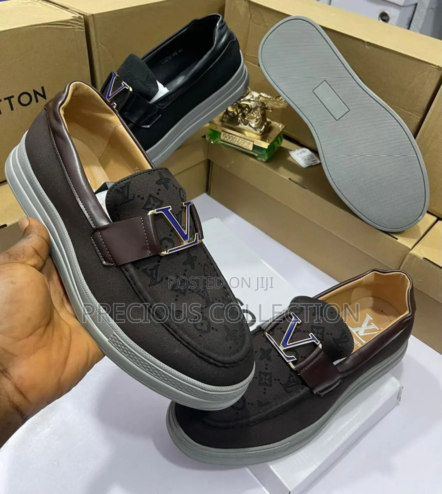 Men's Louis Vuitton Suede Logo Loafers