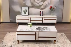 Set of Glass Tv Stand With Center Table