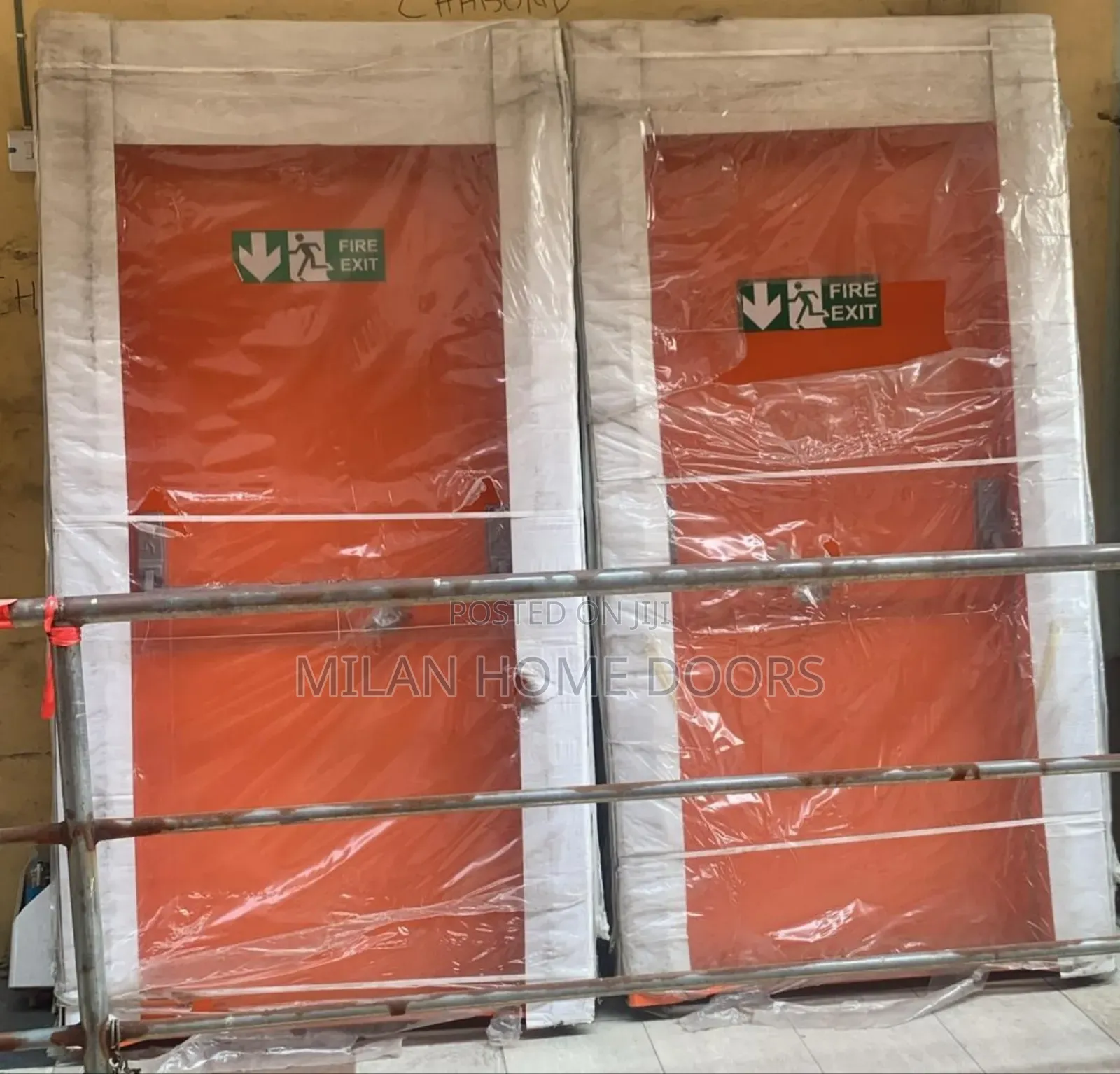 Red 3ft by 7ft 2hrs Fire Rating Emergency Exit Door