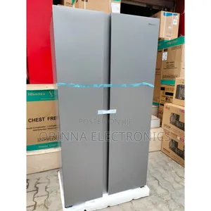Brand New Hisense Side-Side 514L Refrigerator>Extenal>Silver