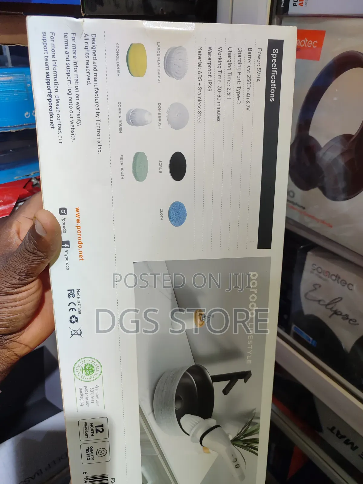 Porodo Multi Purpose Cordless Electric Scrubber