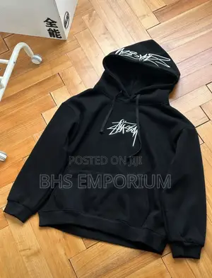 Photo - Stussy Black Hood Embroided Hoodie