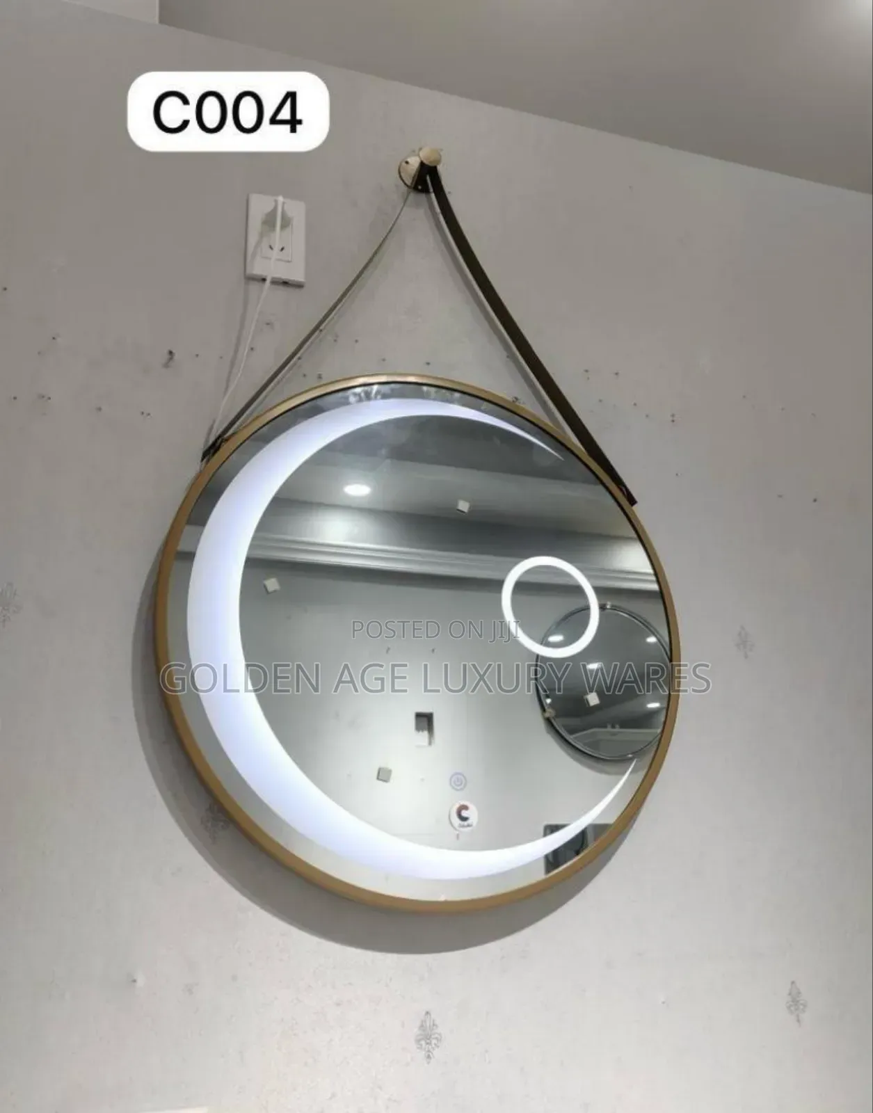 Gold Belt Mirror With Half Moon Light