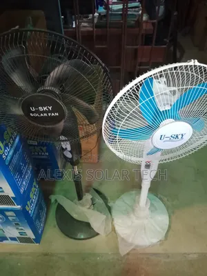 Rechargeable Solar Standing Fan With Solar Panel and Bulbs