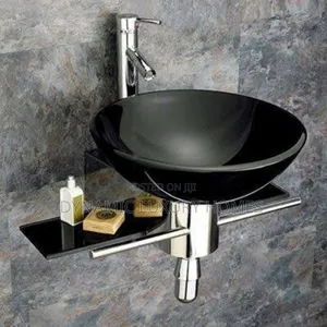 Complete Glass Black Hanging Basin