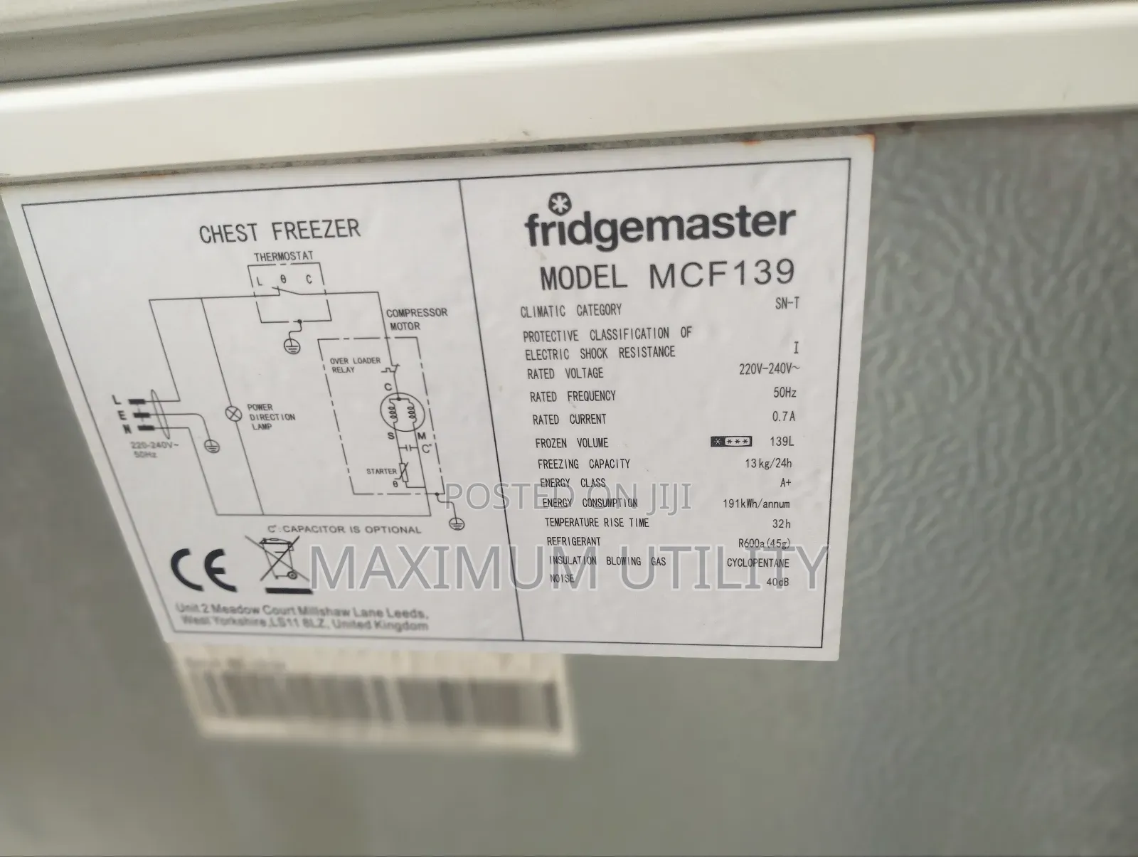 Fridgemaster Clean Uk Used Chest Freezer 140 LTRS