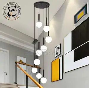 Modern Living Room, Staircase Duplex Nordic Drop Chandelier