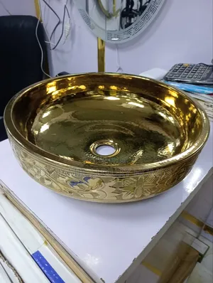 Luxury Round Gold Countertop Wash Hand Basin