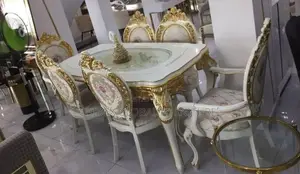 Royal Wooden Dining Table With Center Glass