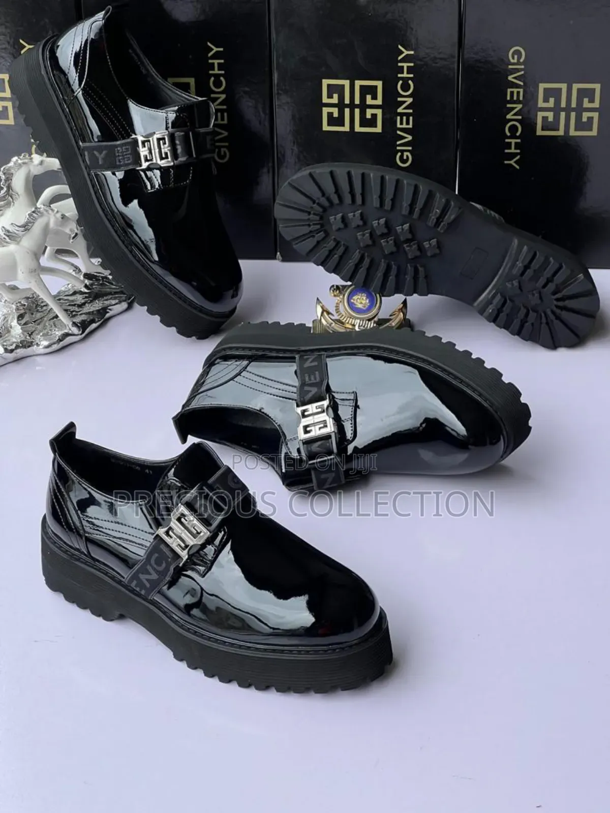 Glossy Leather Double Sole Givenchy Band Shoe