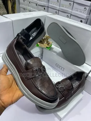 Grey Soled Gucci Leather Loafers