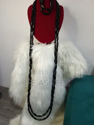 Men's 2 Layers Navel Length Black Beads 0005