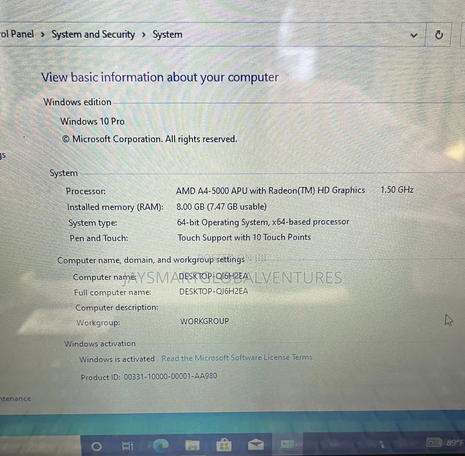 Laptop HP 15 8GB AMD A4 SSD 140GB