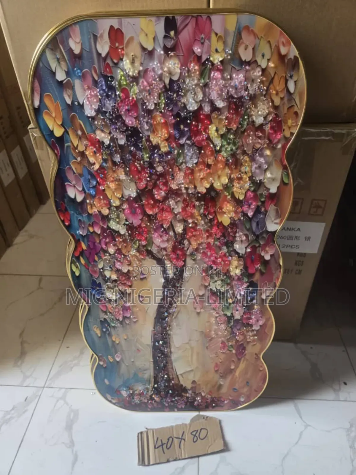 Luxury Crystal Wall Acrylic Paint Stone Artwork Frame 40x8cm
