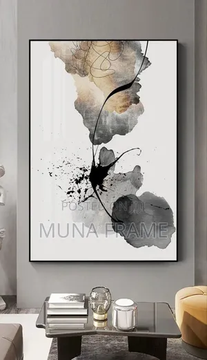 40by60 Inches of Abstract Black Gold and Brown Wall Art