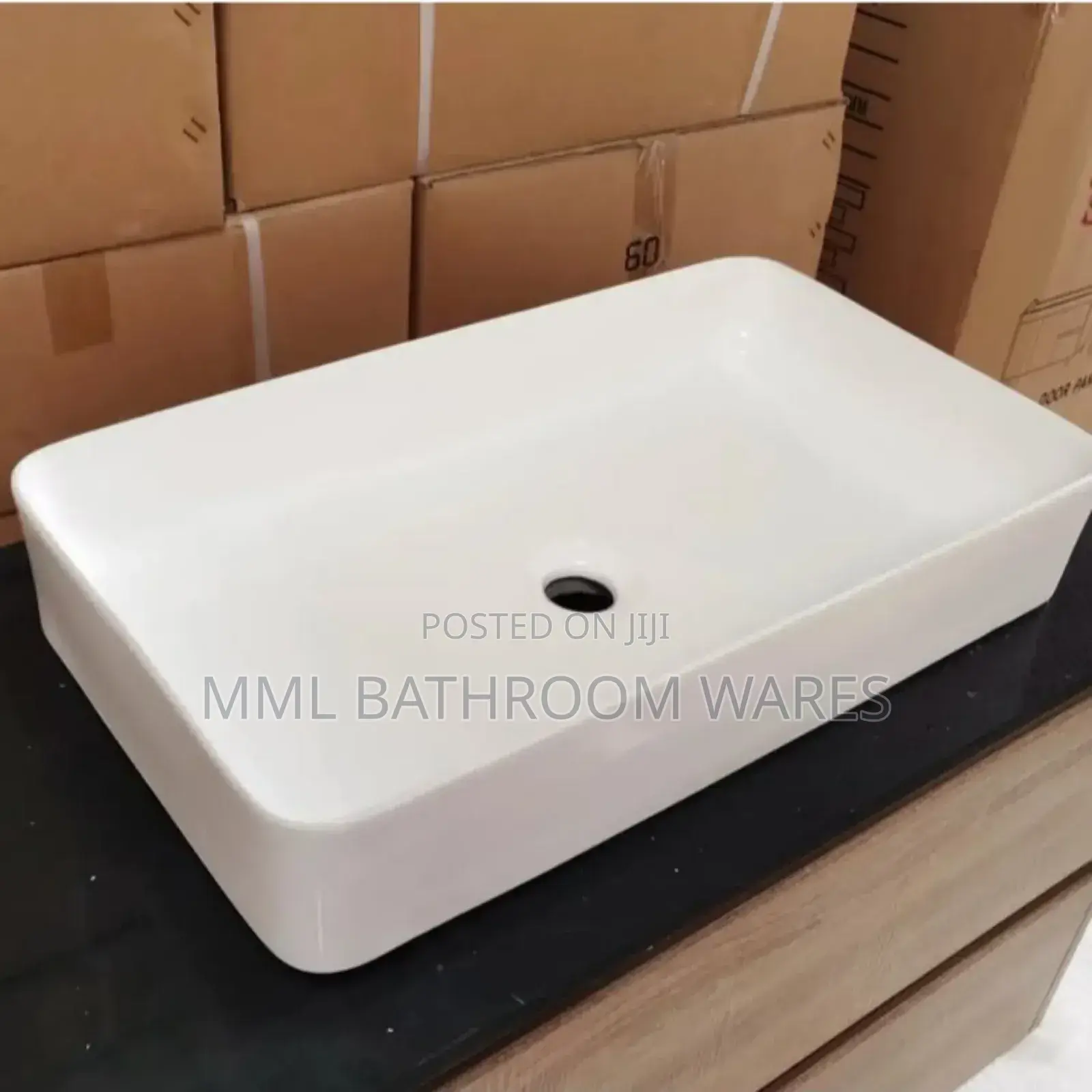 Elegant White Bathroom Rectangular Sink Countertop Basins