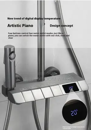 Luxury Gray Shower Mixers With Digital Display - 4-Function