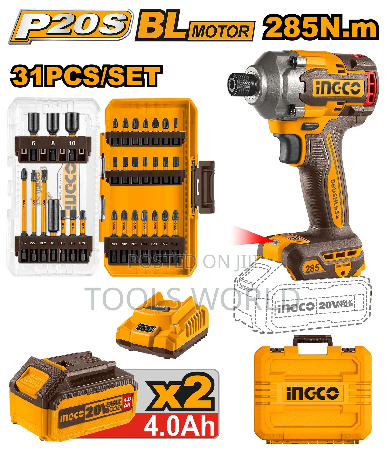 Ingco 31pcs/Set 285N.M Impact Driver