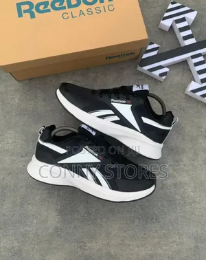 Luxury Black and White Reebok Float Ride Fuel Fusi Sneakers