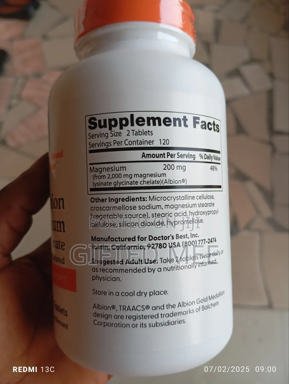 High Absorption Magnesium Lysinate Glycinate 200mg 240 Tabs