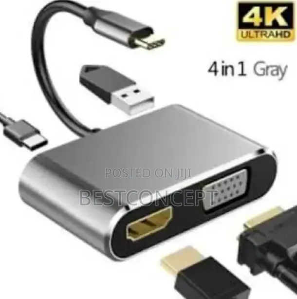 Type C 4in1 Dock Station(Pd+ Hdmi + Vga + Usb Adapter)