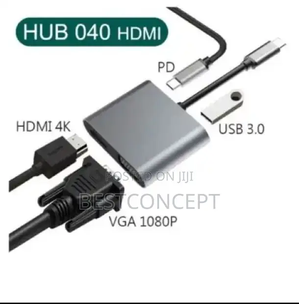 Type C 4in1 Dock Station(Pd+ Hdmi + Vga + Usb Adapter)