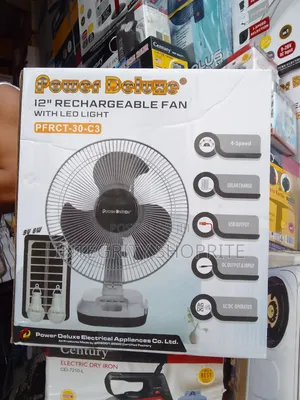 Power Deluxe 12inches Rechargeable Table Fan