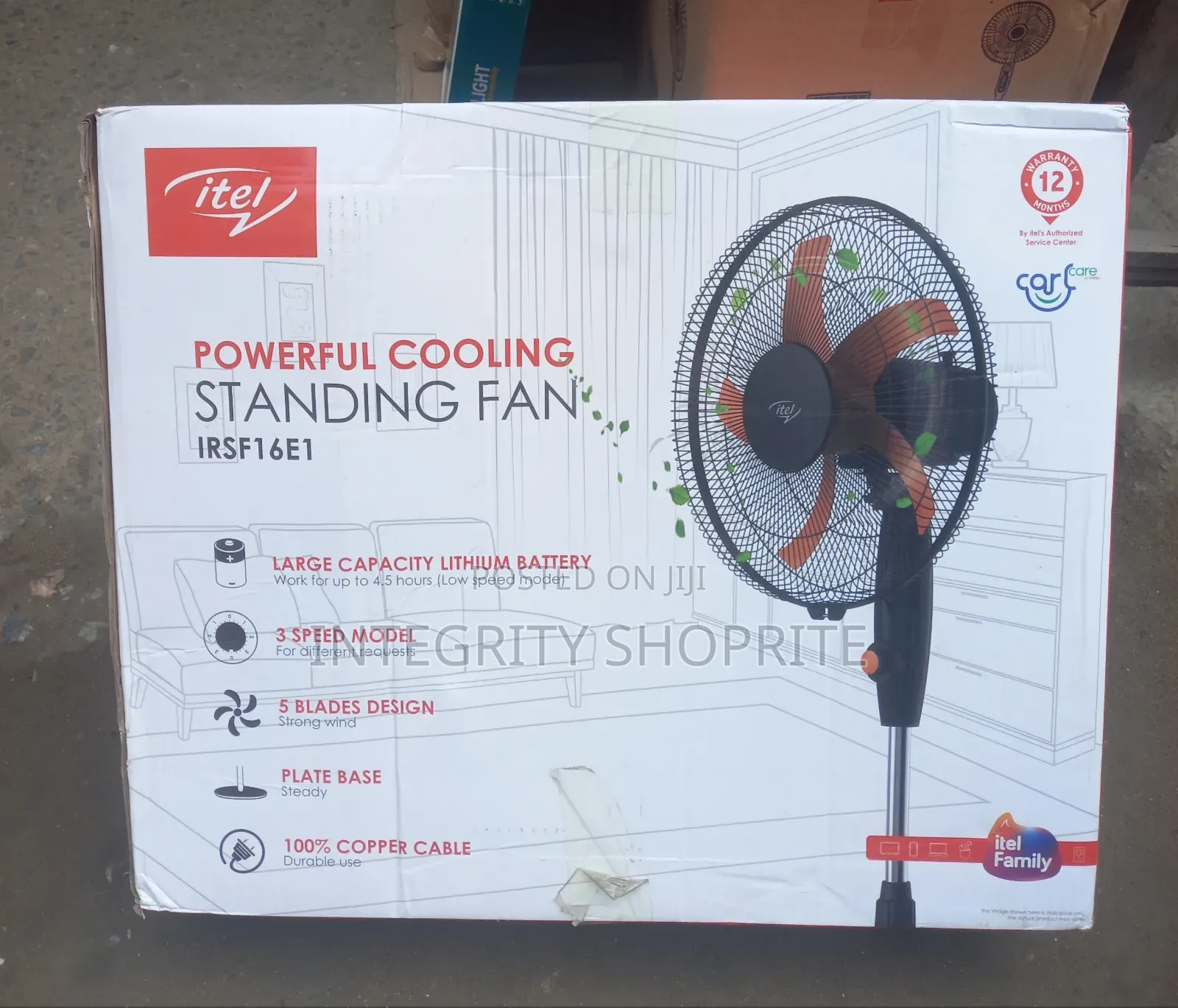 Itel Powerful Cooling Standing Fan Irsf16e1