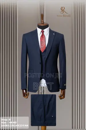 Turkish 3pis Navy Blue Stripes Senzo Rivolli Suits