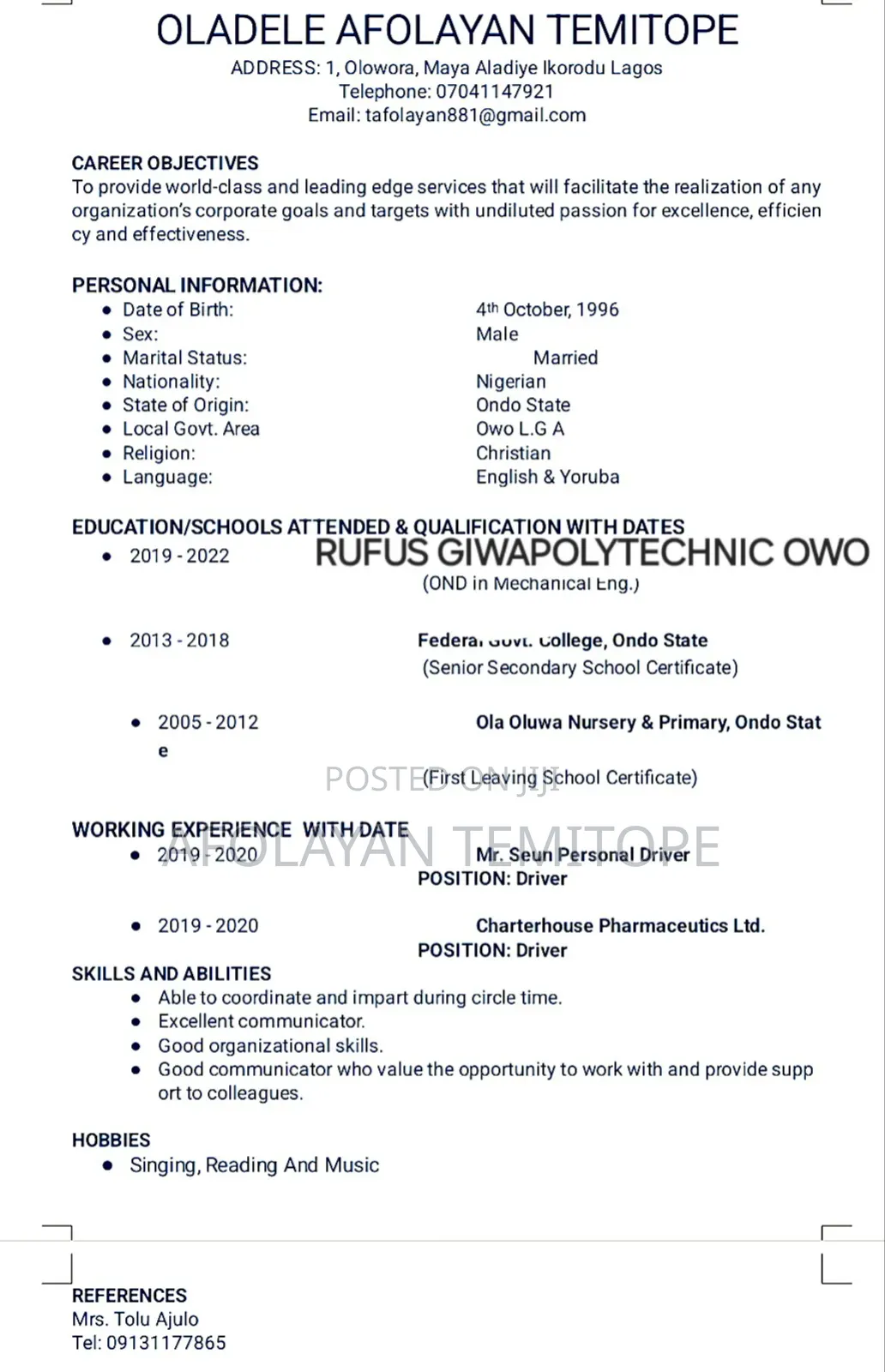 Driving Job