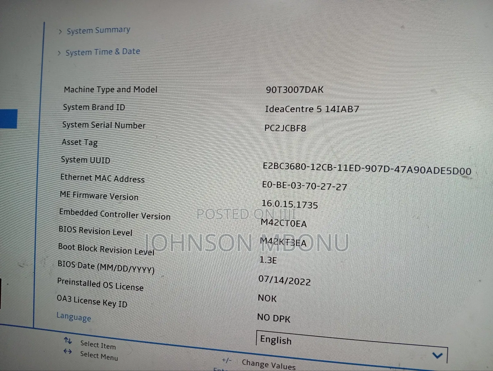 Desktop Computer Lenovo 8GB Intel Core I3 SSD 256GB