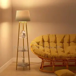 Mid Century Led Floor Lamp With 3 Tier Display Shelves Tripo