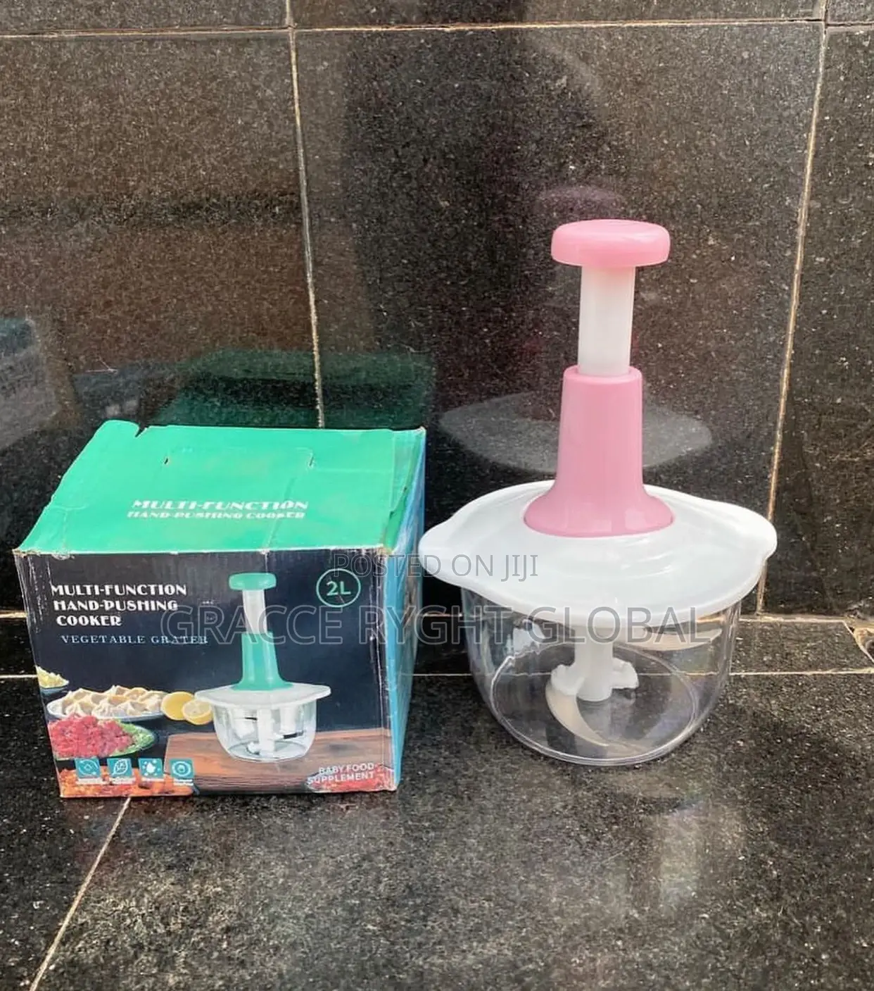 2L Manual Hand Press Food Processor