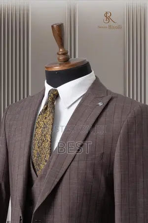 Turkish Senzo Rivolli 3pis Brown Stripes Suits