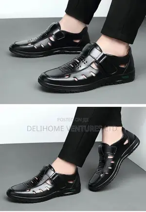 Men's Breathable Leather Sandals With Anti-Slip Sole