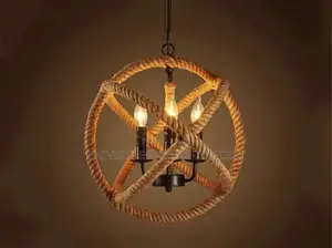 Natural Vintage Hemp Rope Pendant Light E27 Loft Edison