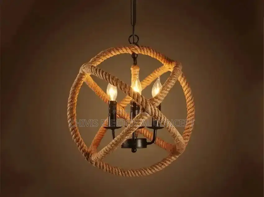 Natural Vintage Hemp Rope Pendant Light E27 Loft Edison