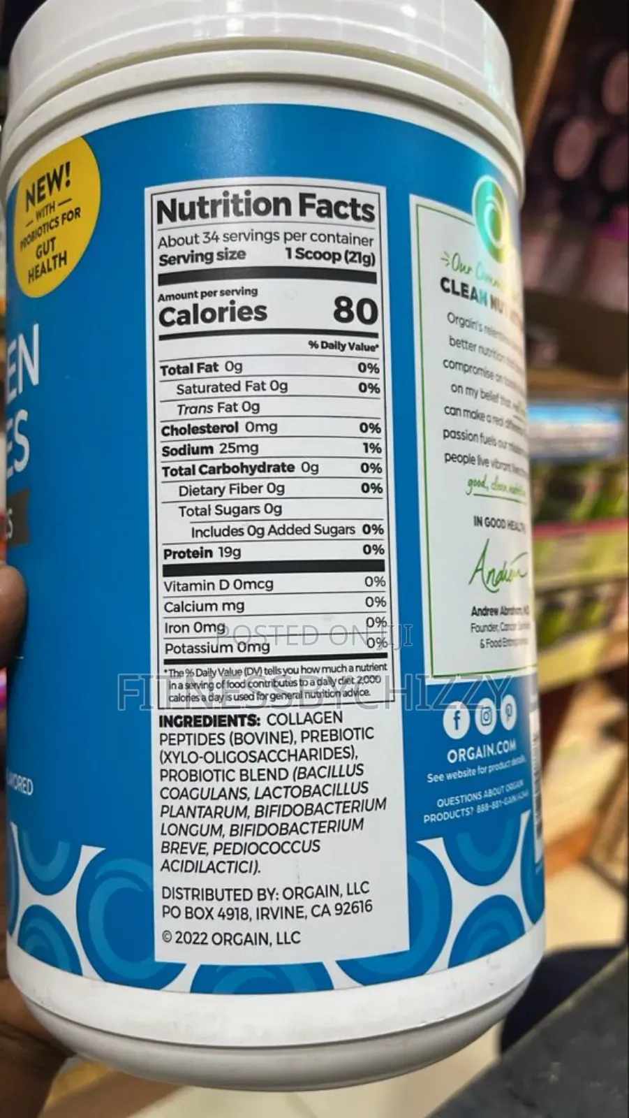 Orgain Collagen Peptides + Probiotics