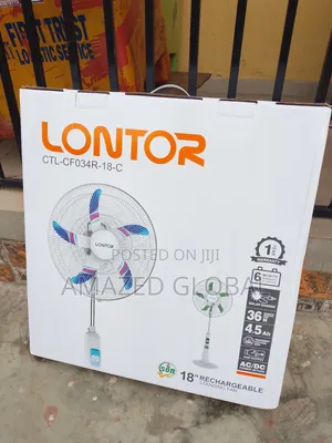 Lontor Rechargeable Standing Fan 18" With USB Port