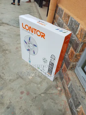 18"- White Rechargeable Lontor Standing Fan Solar Panel