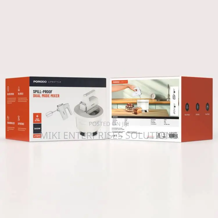 Porodo Spill-Proof Dual Mode Mixer - White/Silver