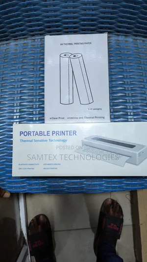 Photo - Portable A4 Bluetooth Inkless Printer + 5 Rolls of Paper.