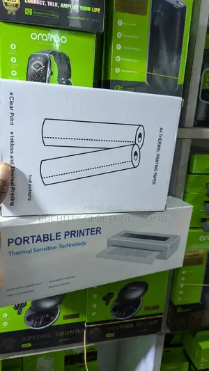 Portable A4 Bluetooth Inkless Printer + 5 Rolls of Paper.