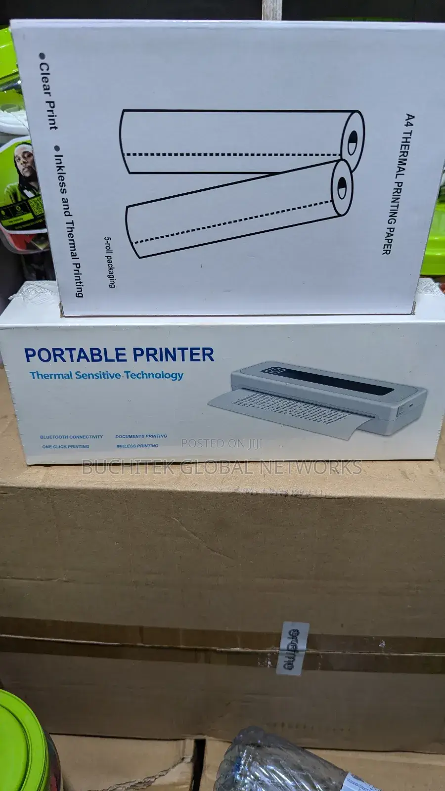 Portable A4 Bluetooth Inkless Printer + 5 Rolls of Paper.