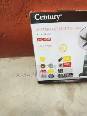 Brand New Century 18 Inches Rechargeable Mist Fan -Black