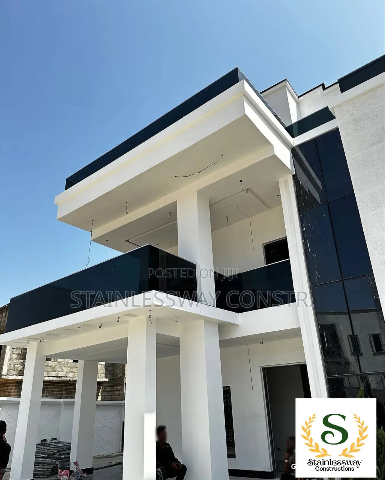 Dark Grey Frameless Glass Railing 